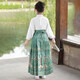 
Lekali [with necklace] Children's horse-faced skirt girls Hanfu modified ancient style suit girls Chinese style ancient costume Ming style long sleeve suit height 160cm [Gift necklace]