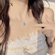 Fat Donglai quality aquamarine necklace JXRXs925 silver women's model 2024 new clavicle chain light luxury niche fashion silver aquamarine necklace
