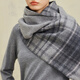 Ordos 1980 autumn and winter pure cashmere simple tassel double-layer texture women's cashmere scarf gray 180X30