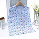 AB underwear women's pure cotton pajamas summer sleeveless sweatshirt middle-aged and elderly mothers printed V-neck cardigan vest T-shirt S724 Little Blue Flower XL (165/95)