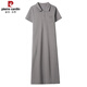 皮尔卡丹（pierre cardin）2025新款Polo连衣裙纯棉女夏翻领长款过膝t恤宽松休闲运动短袖裙 绿色   9859款 L 110-120斤