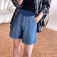 Geman drooping ennis mütterlichheitshorts tragen sommer dünne große Größe losen Mutterschaftshosen Frühlings- und Sommer-Weitbeinhosen Jeans Shorts Dunkelblau M.