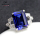 High quality tanzanite sapphire rectangular tanzanite ring for women, white gold (main stone 10X14mm) live