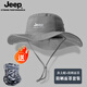 JEEP Hat Men's Outdoor Sun Protection UV Protection Hat Women's Summer Fishing Travel Sun Hat Men's Fisherman Hat Dark Gray