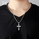 Misu PT950 platinum cross pendant for men and women, car flower glossy platinum necklace pendant birthday gift (glossy) 8.3-8.5g + with leather cord
