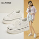 达芙妮（DAPHNE）帆布鞋女休闲饼干鞋黑白格子厚底增高鞋子新款学生百搭春款 1048款米色 38 (240mm) 标准码