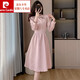 Pierre Cardin (pierre cardin) cheongsam sweet cool style new Chinese style improved dress women's spring wear 2024 new waist style a-line mid-length skirt pink XL