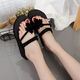 Kaiji Rui flip flip flops for women in summer wear fashionable heel thick-soled sandals foot-clip slippers student Korean version non-slip sandals for women 829-1 medium heel black 35 small size