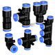 JOMOKING PBT plastic quick connector PV right-angle two-way PZA four-way PK five-way variable diameter air pipe water pipe quick connector/package PV-16 (2 sides connected to 16mm air pipe 5 pieces)