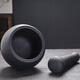 Household natural black gold stone garlic pounder, old-fashioned stone mortar, garlic mortar, medicine jar, pepper grinder, pair of nest stone scoops, black gold stone outer diameter 16CM (peony flower)