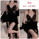 Guiruo Underwear Autumn and Winter Sexy Backless Velvet Plus Breast Pads Pure Desire Sling Nightgown Robe Home Clothing Set 3879 Black (Gown + Belt) One Size