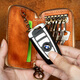 Langsame Zeit Retro Trendy handgefertigtes Leder-Schlüsselbeutel Multifunktionaler Headleder Key Bag Taille Hanging Car Lock Bag Männer und Frauen hellbraun