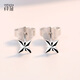 Misu PT950 platinum star earrings for women, platinum earrings, small earrings, fashionable men's earrings, Christmas gift, four-pointed star earrings, one pair, 0.8-1.0g