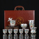 Jiaomingtang Chinese style 999 sterling silver tea set complete set with enamel color gift for elders leaders men high-end retired practical men 10 heads of paradise (silver teapot) - next day delivery