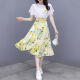 
YOEKBIRD French sweet chiffon dress for women in summer 2025 new temperament waist-hugging floral skirt two-piece set 9767# blue original spot set L 105-115Jin [Jin equals 0.5 kg]