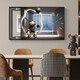 
Chengzi Light luxury electric meter box decoration painting with clock distribution box cover without holes Modern simple hanging painting Astronaut clock K11968 60*45cm (block 50*35) black frame with cover