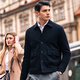 Mr. Cloak Pocket Solid Color Woll Cardigan Spring- und Herbsthornknopf Herrenjacke Pullover BT12353 BRACK CODE CLEARANCE Schwarz 3xl (190)