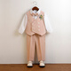 Wengeao (Wengeao) Kinderkleider Boy Host Kleidungskleidung Blumenjungenanzuganzug Anzug Set Kindertagempfänger Kostüm Prince Anzug Khaki Weste + Kurzärmele + Hosen