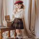 Happyology British children's plaid pleated casual skirt British style girls' skirt pleated skirt pink coffee plaid 98 (98cm)