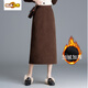 Initial diameter plus velvet thickened winter skirt straight skirt 2025 new high waist mid-length all-match one-step skirt slimming slit plus velvet black suitable for heights above 156 thickened L 95-120Jin Jin equals 0.5 kg
