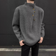 Yiran presents irregular button design turtleneck sweater for men, Korean trendy brand, handsome and lazy oversize sweater top, gray XL, recommended 140-160Jin Jin is equal to 0.5 kg