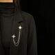 Countercurrent Fish's new six-pointed star chain brooch for men and women, anti-exposure corsage, retro pins, clothing accessories, six-pointed star chain brooch