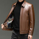Old man's head (LRT) leather jacket autumn and winter middle-aged jacket men's leather jacket business casual dad wear plus velvet thickened warm stand-up collar leather jacket FE1755 black regular M 170