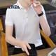 Zmza Kurzärärmelte T-Shirt für Männer Reversgeschäft Casual Summer Mode Modische einfache hübsche Polo-Nacken-T-Shirt Top für Männer 683 Ash L Empfohlen 120-135 Jin [Jin ist 0,5 kg]