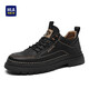 Heilan House HLA Men's Shoes Versatile Outdoor Workwear Leather Shoes Men's Mid-top Trendy Casual Shoes Men F339 Black 42