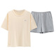 Jiaocai Meng mit Brustpads-Pyjamas für Frauen 100% reines Baumwoll Short Sleeve Shorts Dünne junge junge Mittelalter mit großer Größe von Home Clothing Set M1355 L (Empfohlen 95-115jin [Jin gleich 0,5 kg])