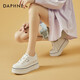 达芙妮（DAPHNE）帆布鞋女休闲饼干鞋黑白格子厚底增高鞋子新款学生百搭春款 1048款米色 38 (240mm) 标准码