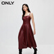ONLY秋冬时尚休闲百搭纯色吊带百褶连衣裙女|12347Y001 HAZ檀木红ROSEWOOD_LEATHER23 S 160/80A