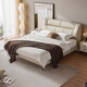 
Lin's home double bed master bedroom large bed modern light luxury top layer cowhide ribs skeleton bed leather art bed 1.8 meters 2 meters TPC701