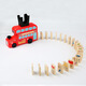 Tongbeijia Domino Train Wooden Automatic Car Delivery for Children Electric Digital Chinese Character Pinyin Chinese Cognitive Building Blocks MMM-London Bus + Double-sided Fruit Domino