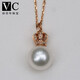 V&C18K diamond South Sea white pearl pendant Australian white seawater pearl crown pendant perfect round flawless cold light 10-11MM 18k white + diamond (excluding chain) 10-11MM
