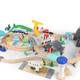Yunya Holzstraße Set Magnetic Electric Car Head Bausteine zusammengebautes Neujahr Kinderspielzeug Geburtstagsgeschenk 33 Stücke Bahnstrecken