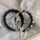 CHUXIANG braided hairbands for women, hairpins, high headbands, retro, versatile, out-and-out hair-pressing headbands, wide edges, pleated black (small) A21