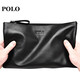 Polo Genauer Leder Clutch Bag Herren Großkapazität Handgrabende Tasche Mode Casual Top-Layer Cowhide Herren Handbeutel Multifunktionsumschlagbeutel Schwarz schwarz