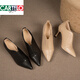 
CARTELO genuine leather deep mouth single shoes for women 2025 new autumn and winter new pointed high heels thin heels small nude boots Martin boots leather shoes apricot color 37