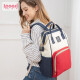 Aibosi Mummy Bag Multifunctional Back Milk Bag Large Capacity Shoulder Mother and Baby Outing Bag M207 Red, White and Blue Contrast Color