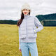 Nuevo estilo de chaqueta delgada de mujeres en la nieve en otoño e invierno para mujeres, empalmando diseño de punto para la chaqueta de pato corta y de moda de las mujeres Qinglu Zi 6195 170/92a