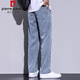 Pierre cardin knitted tentacle pants for men in summer thin. Fashion brand straight loose men imitation ice silk wide legs summer casual long 1048 black M