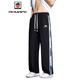 Aemape Casual Pantals for Boys in Summer New Ice Silk Straight Striped Teenagers, Junior and Senior High School Du lycée mince pantalon large à jambes larges 6630 Recommandation noire XL [120-140jin [Jin est égal à 0,5 kg]]]