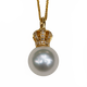 V&C18K diamond South Sea white pearl pendant Australian white seawater pearl crown pendant perfect round flawless cold light 10-11MM 18k white + diamond (excluding chain) 10-11MM