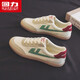 Huili men's shoes, low top canvas shoes, men's 2025 summer new versatile casual sneakers, couples comfortable soft sole running shoes, rice gray green (057) 40