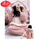 LangSha winter one-piece pajamas for women, cute cartoon rabbit hooded coral velvet and thickened warm flannel home clothes, clown fish one-piece pajamas, L size 100Jin Jin is equal to 0.5kg -120Jin Jin is equal to 0.5kg