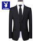 Playboy Suit Men's Business Professional Formal Wear Small Suit Men's Wedding Groom Work Spring Autumn Slim Jacket Men's Double Button Black (Suit + Pants) L (170)