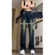 POUM scimitar micro-flare jeans men's American retro summer new product thin high street pussy straight-leg pants men HCFS-9904 navy blue XL [120-135Jin [Jin equals 0.5 kg]]