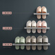 
QUNEST Bathroom Slipper Rack No Punching Bathroom Wall-mounted Storage Shelf Toilet Wall-mounted Rack Bathroom Storage Shelf Black [Long Style - Total Length 695mm]