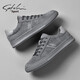 Shachi Herrenschuhe Herbst und Winter Neue Brettschuhe Herrenschuhe der Gelegenheitsschuhe Mode Britisch vielseitige Leinwandschuhe flache Schnürschuhe Männer Grau 41 (255 mm) Lederschuhgröße
